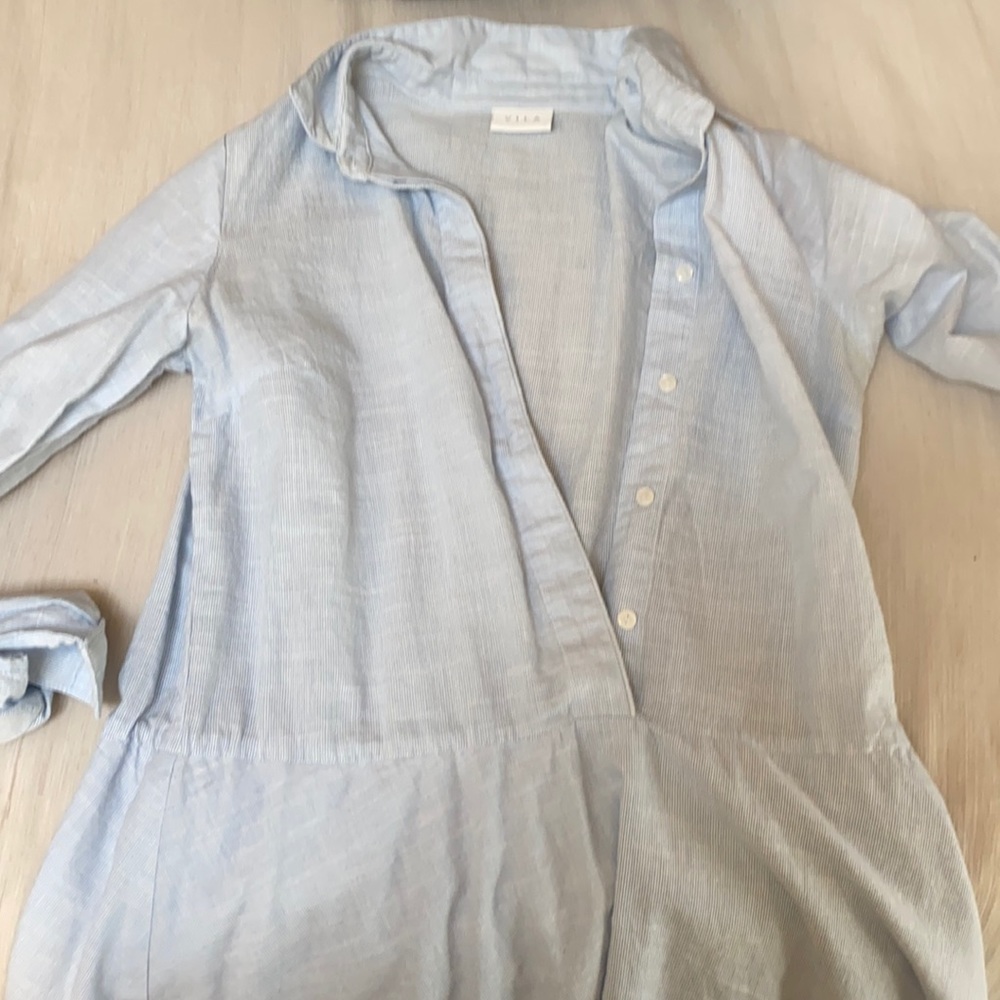 Pinstripe ruffle dress